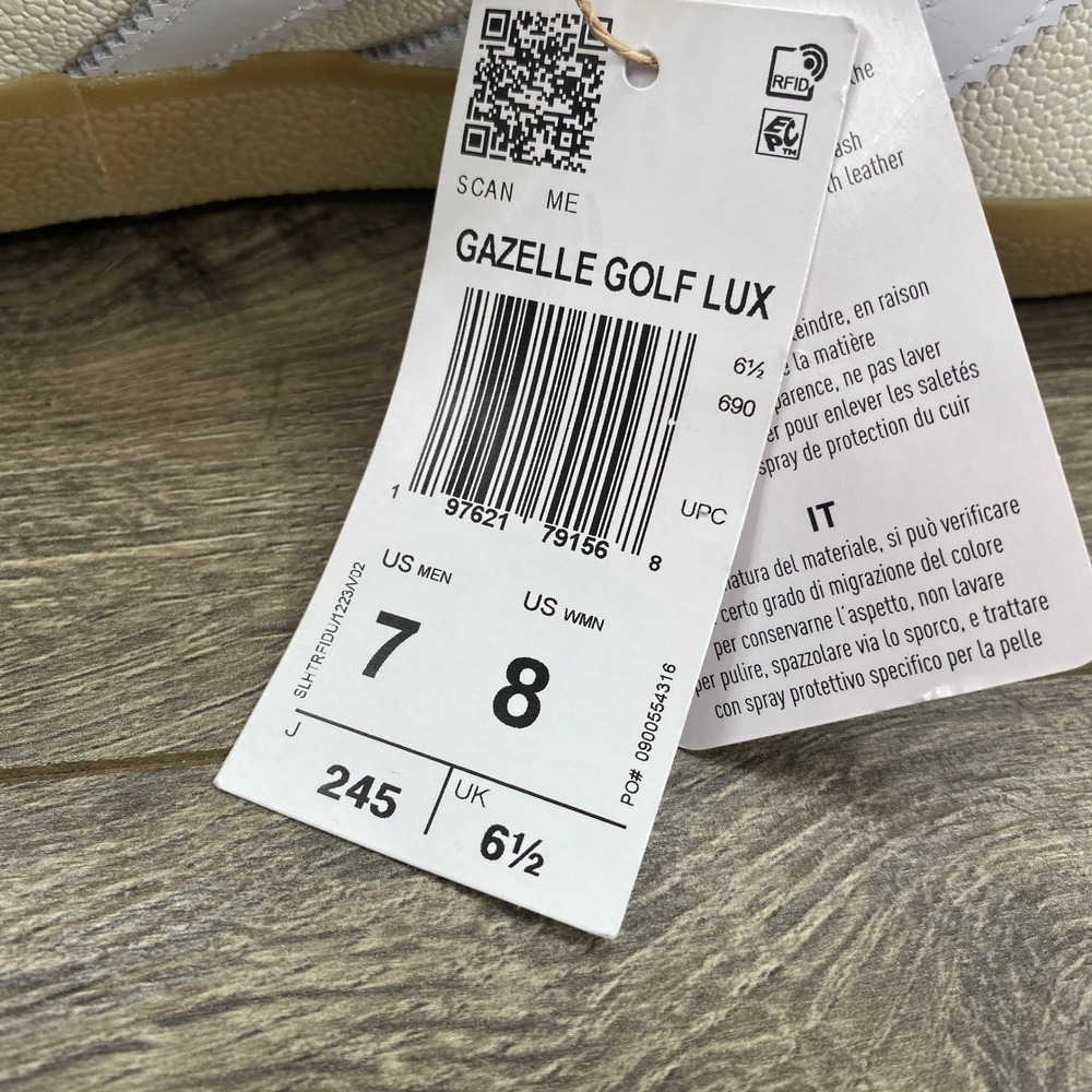 Adidas Gazelle Golf Lux Shoes Mens 7 Womens 8 Off-White Leather Spikeless JI4156 - Picture 4 of 10